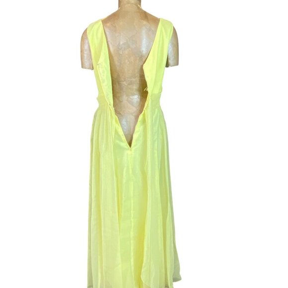 Vintage 60s Long Gown/Dress Prom Formal Wedding Sz 14 Yellow #213N - Picture 6 of 7